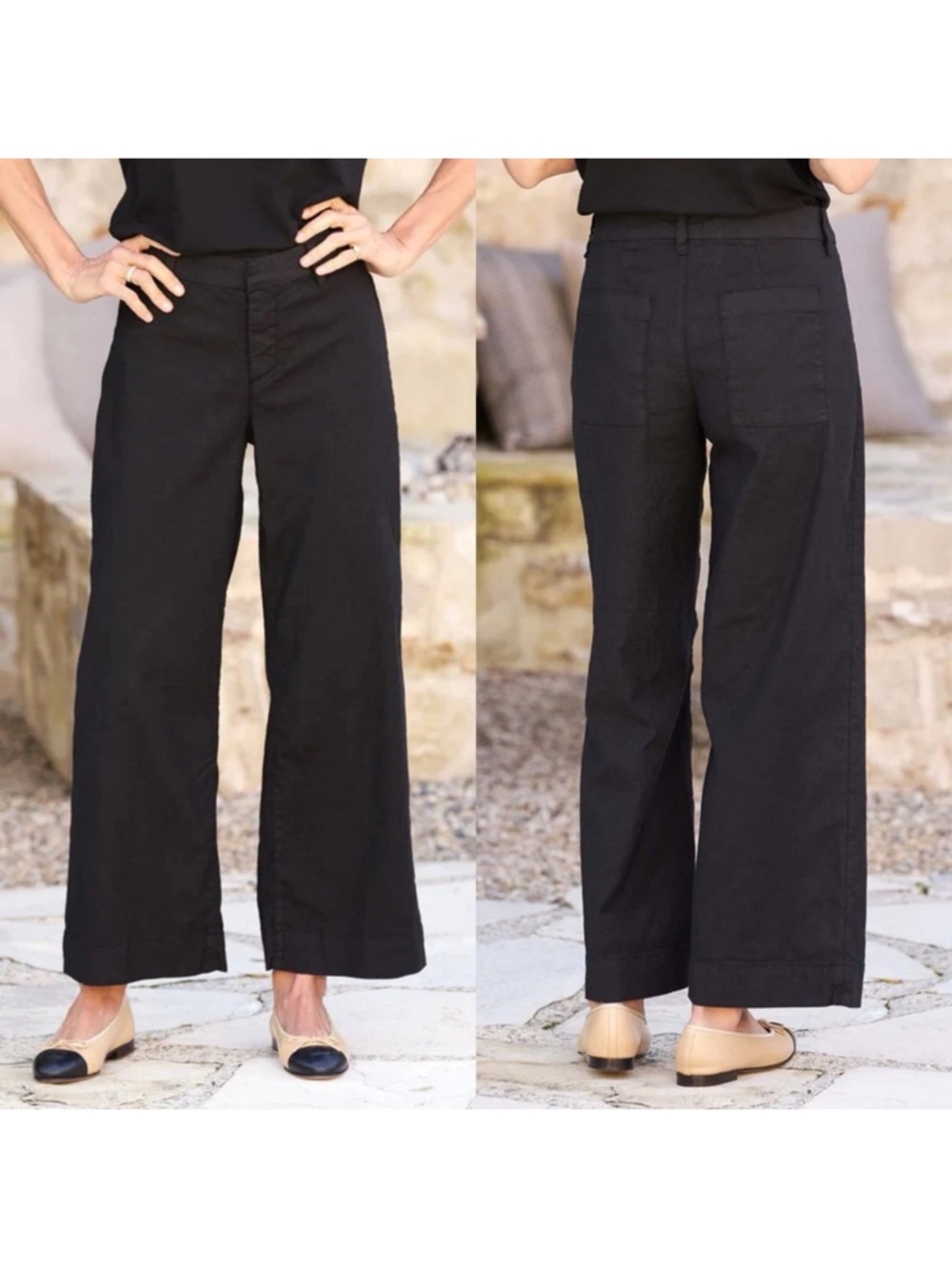 Frank & Eileen Wexford Pants Black Cotton Flax Blend